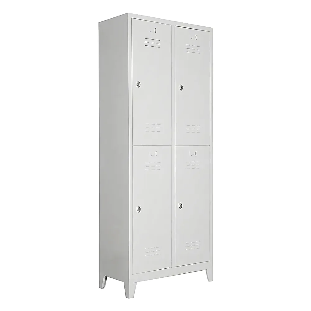 Four-door steel locker in white, two columns and two tiers